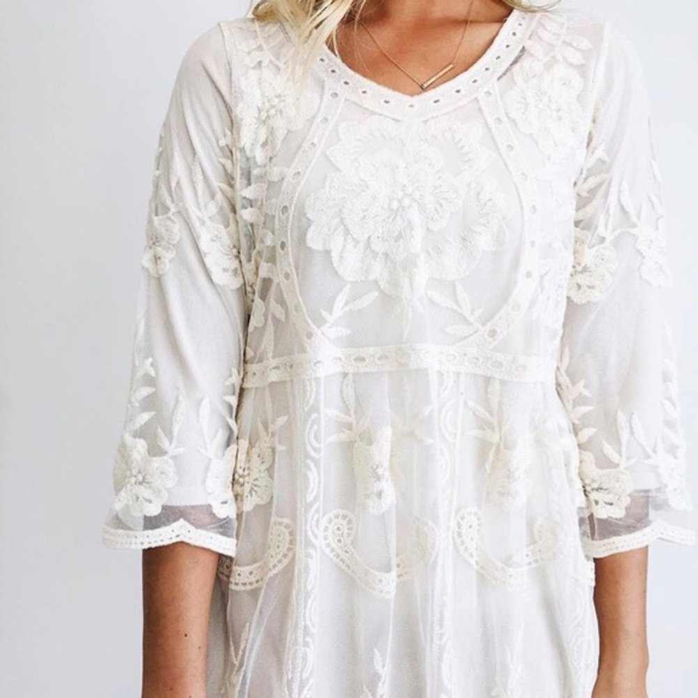 White Boho Lace Dress
